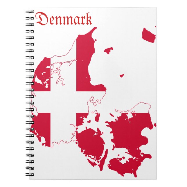 Caderno Espiral Mapa da bandeira de Dinamarca (Frente)