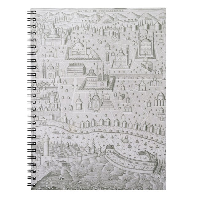 Caderno Espiral Mapa da cidade de Constantinople, Turquia, c.1650 (Frente)