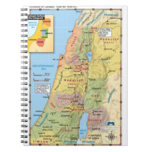 Caderno Espiral Mapa da divisão de Canaan doze terras tribais