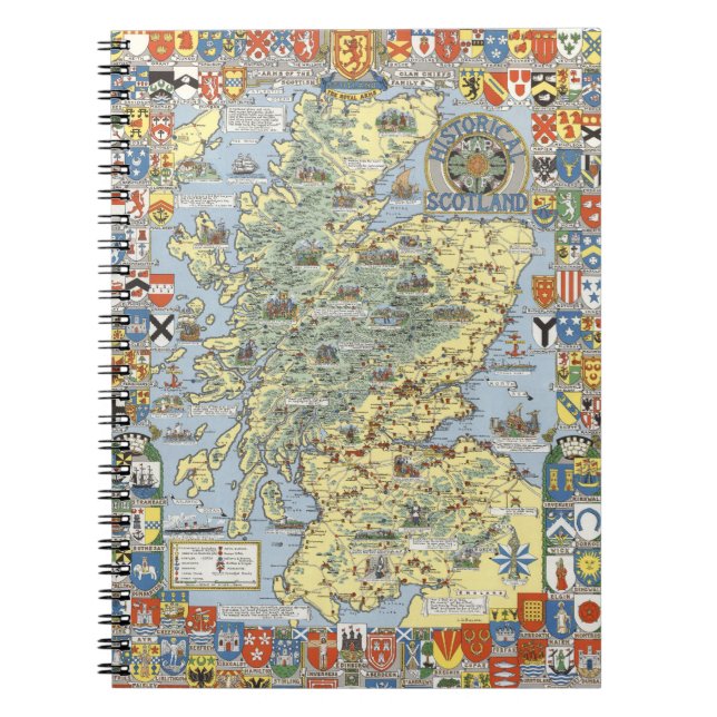Caderno Espiral Mapa da Escócia Histórica (Frente)