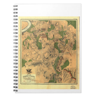 Caderno Espiral Mapa da guerra civil do campo de batalha de