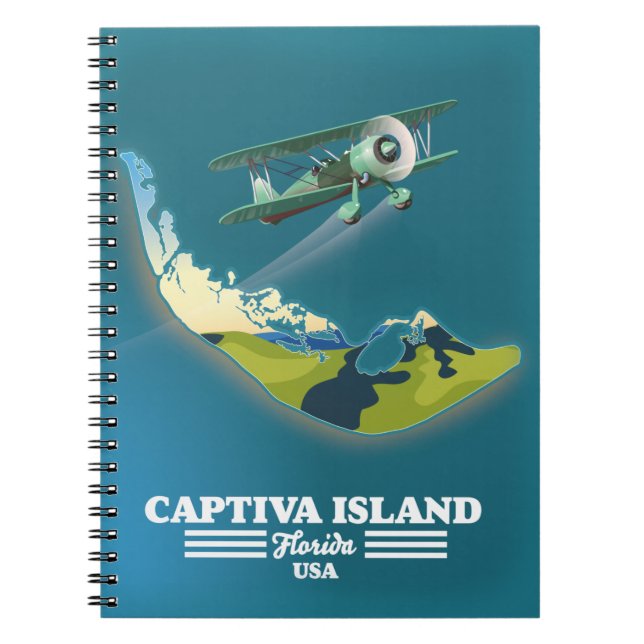 Caderno Espiral Mapa da Ilha Captiva Flórida EUA (Frente)