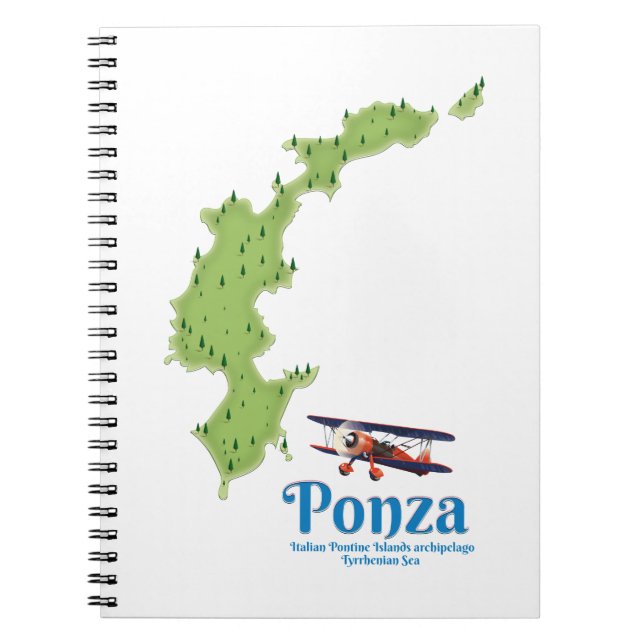 Caderno Espiral Mapa da ilha italiana de Ponza. (Frente)