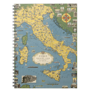 Caderno Espiral Mapa da Itália com Cidade do Vaticano