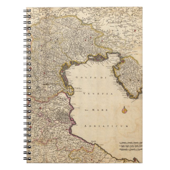 Caderno Espiral Mapa da Região de Veneza, Itália (Frente)