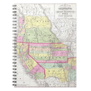 Caderno Espiral Mapa das Vintagens dos Estados Unidos Ocidentais (