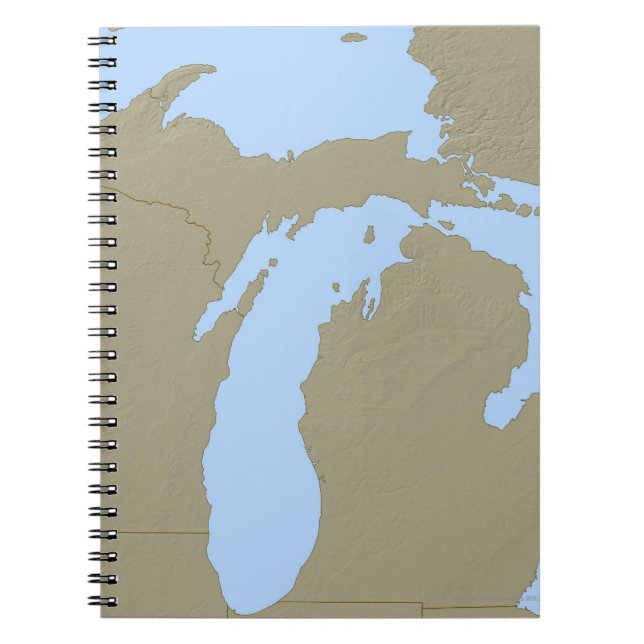 Caderno Espiral Mapa de alivios de Michigan (Frente)