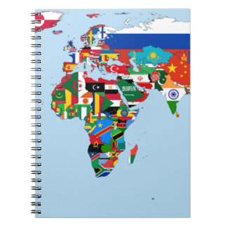 Caderno Espiral Mapa de Bandeiras do Mundo 2