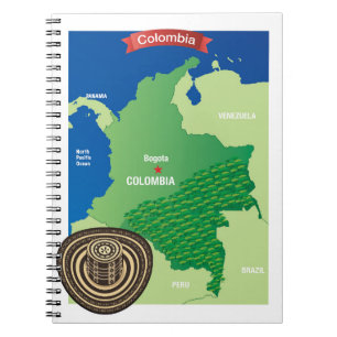 Caderno Espiral Mapa de Colômbia
