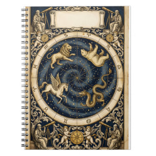 Caderno Espiral Mapa de Constelação Celestial e Astrologia Vintage