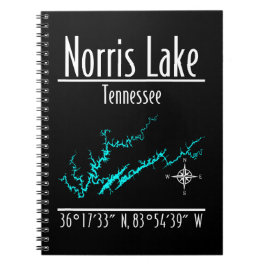 Caderno Espiral Mapa de Coordenadas da Margem do Lago Norris Tenne