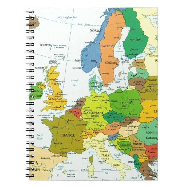 Caderno Espiral Mapa de Europa (Frente)