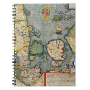 Caderno Espiral Mapa de Europa do Norte, 'de Civitates Orbis Terr