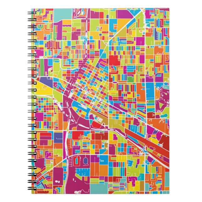 Caderno Espiral Mapa de Las Vegas colorido, Nevada (Frente)