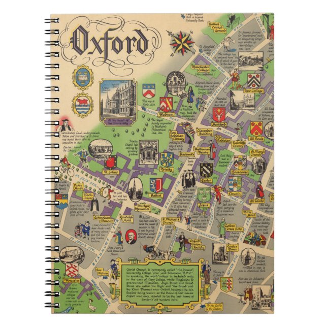 Caderno Espiral Mapa de Oxford, Inglaterra (British Railways) (Frente)
