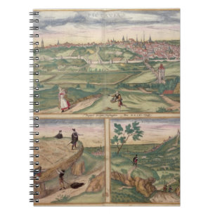 Caderno Espiral Mapa de Poitiers, de "Civitates Orbis Terrarum" b