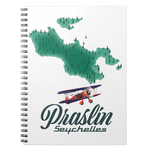 Caderno Espiral Mapa de Praslin Seychelles (Frente)