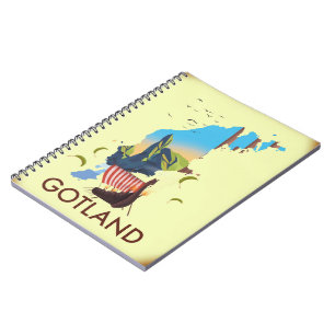 Caderno Espiral Mapa de viagem Viking do Mar Báltico de Gotland