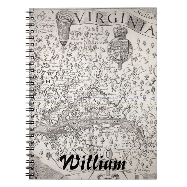 Caderno Espiral Mapa de Virgínia, 1612 (Frente)