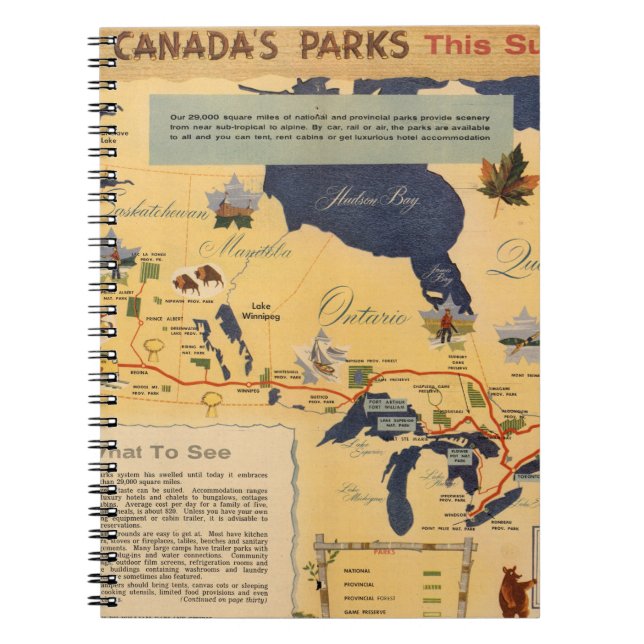 Caderno Espiral Mapa do Canadá - Parques do Canadá (Frente)