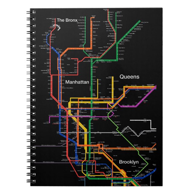 Caderno Espiral Mapa do metrô de NY-City (Frente)