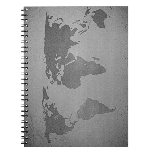 Caderno Espiral Mapa do mundo branco e preto da Vintage (Frente)