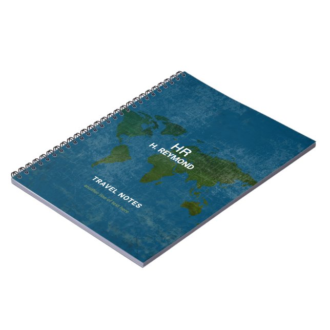 Caderno Espiral Mapa do Mundo Moderno - Azul (Left Side)