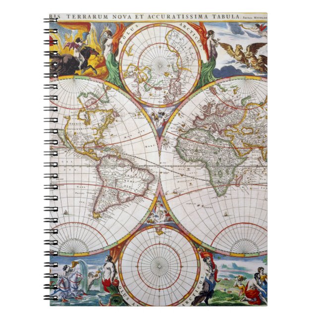 Caderno Espiral MAPA DO MUNDO, século XVII (Frente)