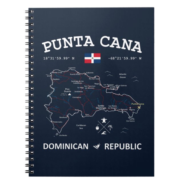Caderno Espiral Mapa do Punta Cana (Frente)