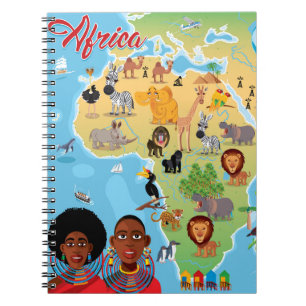 Caderno Espiral Mapa dos desenhos animados de África