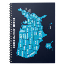 Mapa dos Estados Unidos Design Minimalista Azul Tu