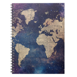 Caderno Espiral Mapa Estelar Celestial Roxo do Velho Mundo