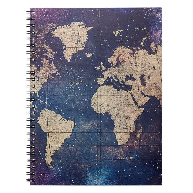 Caderno Espiral Mapa Estelar Celestial Roxo do Velho Mundo (Frente)