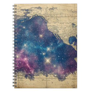 Caderno Espiral Mapa Estelar Vintage Roxo Encantado