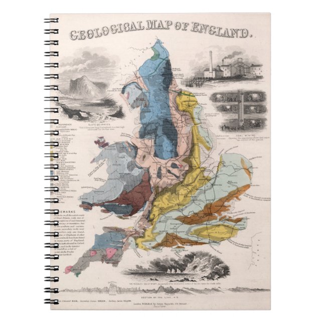 Caderno Espiral Mapa Geológico da Inglaterra (Frente)