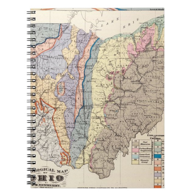 Caderno Espiral Mapa geológico de Ohio (Frente)