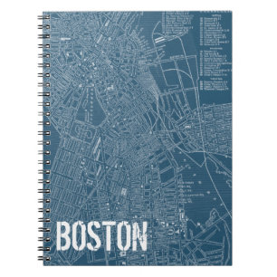 Caderno Espiral Mapa gráfico de Boston
