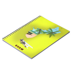 Caderno Espiral Mapa ilustrado de Guam pôster de viagem