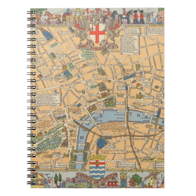Caderno Espiral Mapa Infantil de Londres, Inglaterra (Frente)
