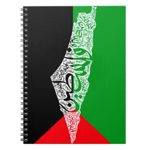 Caderno Espiral Mapa livre da Palestina e bandeira ف ل س ط ي ن