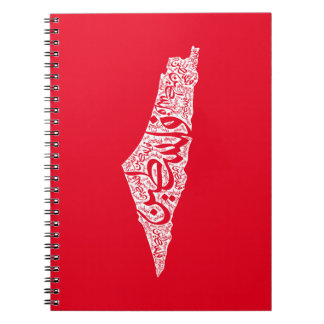 Caderno Espiral Mapa livre da Palestina e bandeira ف ل س ط ي ن