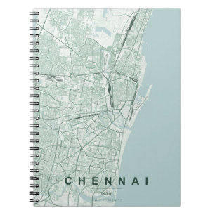 Caderno Espiral Mapa Minimalista da Cidade de Chennai Índia