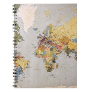 Caderno Espiral mapa mundial