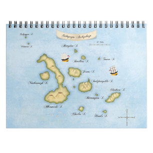 Caderno Espiral Mapa Náutico do Arquipélago de Galápagos com Na