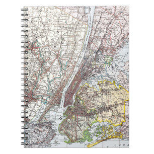 Caderno Espiral Mapa: New York-area, 1906