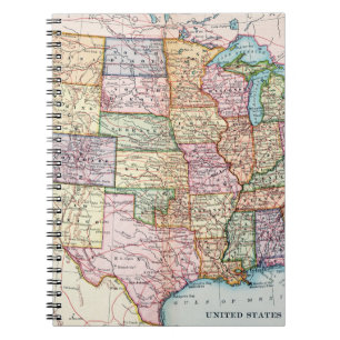 Caderno Espiral Mapa: Os Estados Unidos, 1905