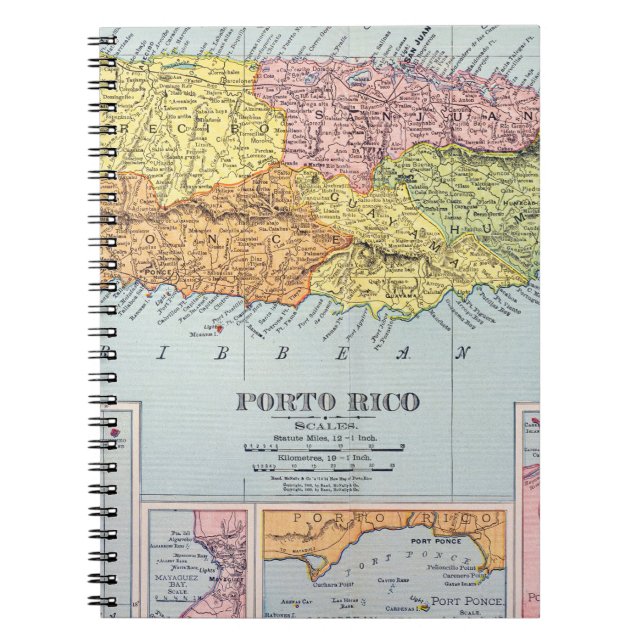 CADERNO ESPIRAL MAPA: PUERTO RICO, 1900 (Frente)