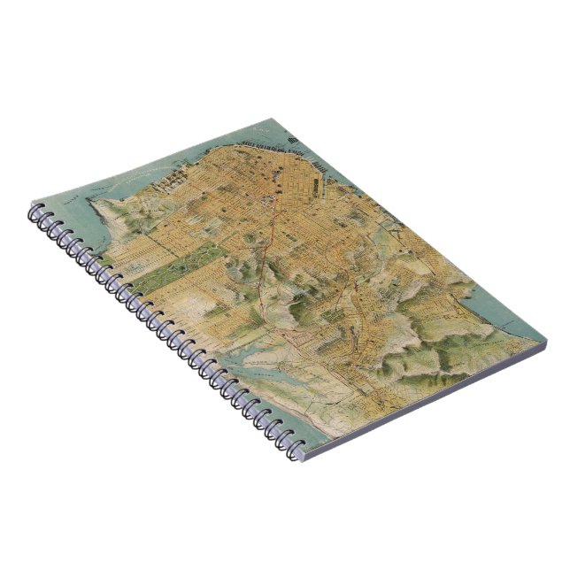 Caderno Espiral Mapa Vintage de São Francisco (1915) (Lado Direito)