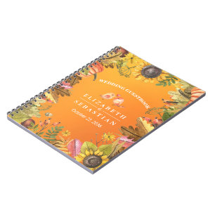 Caderno Espiral Mapeamento de outono de Guestbook de casamento out