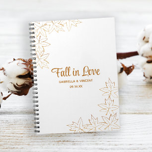 Caderno Espiral Maple Leaf Edge Casamento outono Guest Book